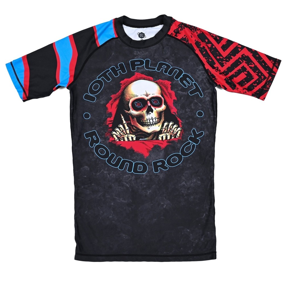 10th Planet Jiuitsu Rash Guard Mens XS X-Small Short Sleeve BJJ MMA Skull